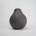 Textured charcoal gourd vase, side angle