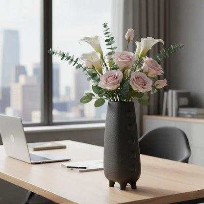 Elegant modern tabletop vase with floral arrangement designed for luxury interior decor and sophisticated living spaces