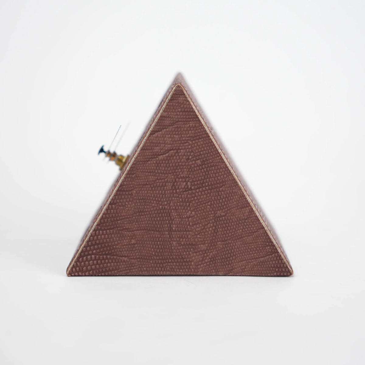 Modern textured desk clock in beige and brown with angled design for home decor styling