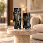 Matte black flow vase elevated angle interior