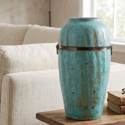 Turquoise Patina Ceramic Vase