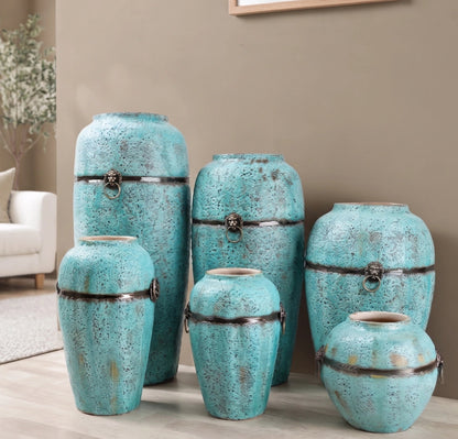 Turquoise Patina Ceramic Vase