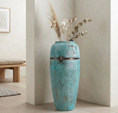 Turquoise Patina Ceramic Vase