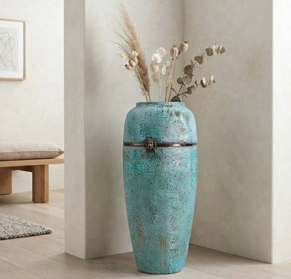 Turquoise Patina Ceramic Vase