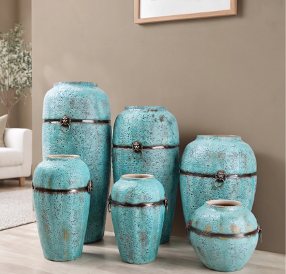 Turquoise Patina Ceramic Vase