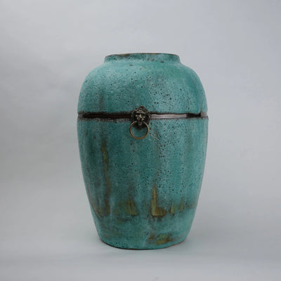 Turquoise Patina Ceramic Vase