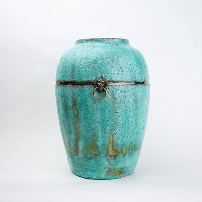 Turquoise Patina Ceramic Vase