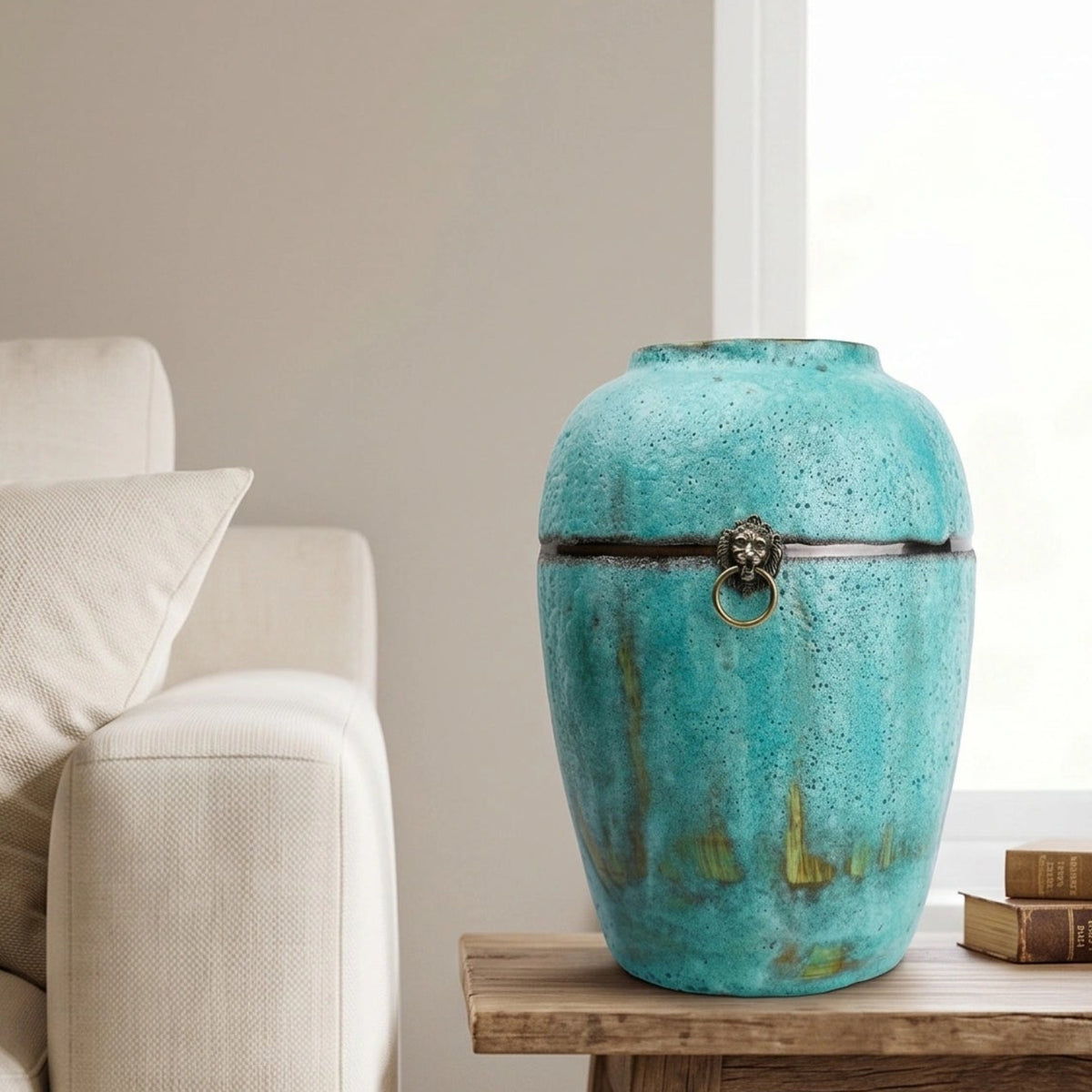 Turquoise Patina Ceramic Vase