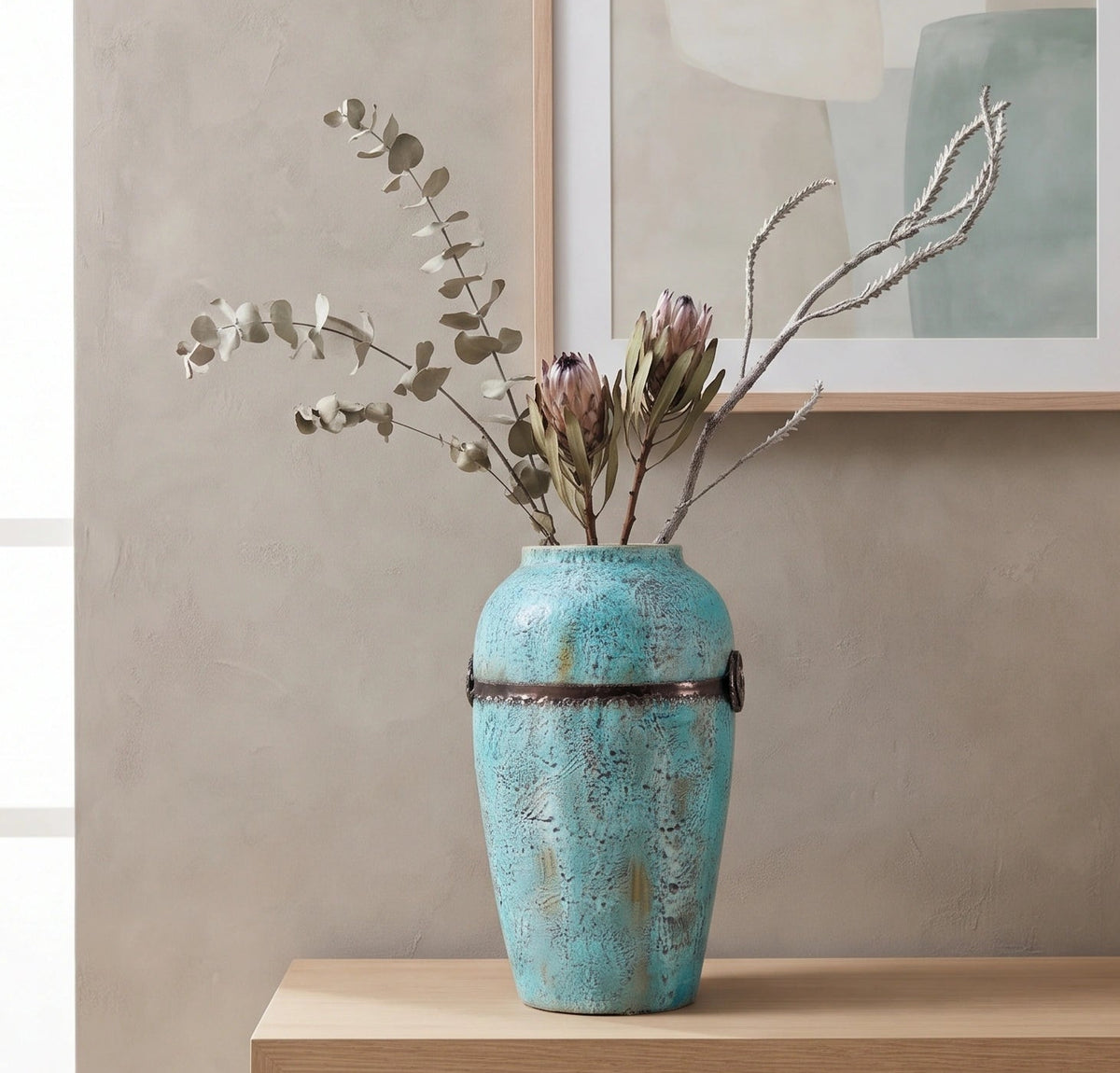 Turquoise Patina Ceramic Vase