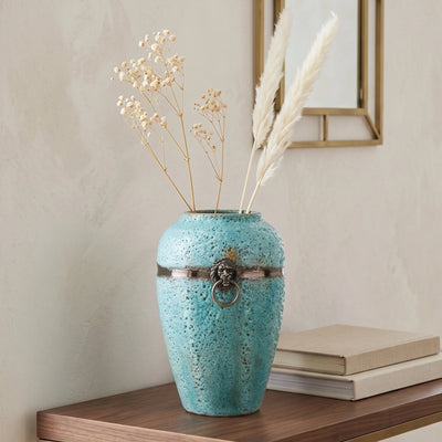 Turquoise Patina Ceramic Vase