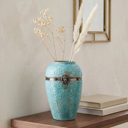 Turquoise Patina Ceramic Vase