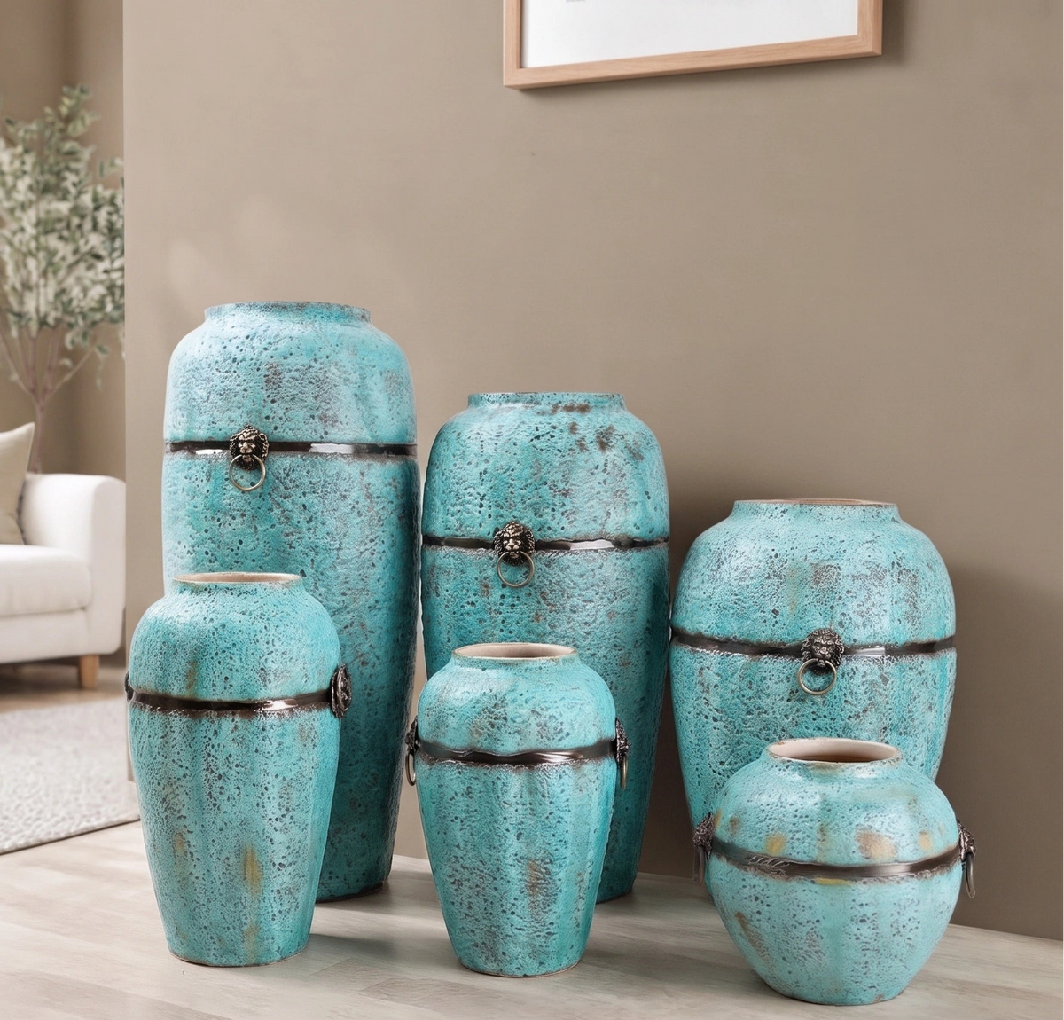 Turquoise Patina Ceramic Vase
