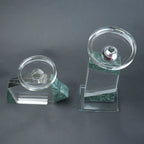 geometric candle holder green marble base modern