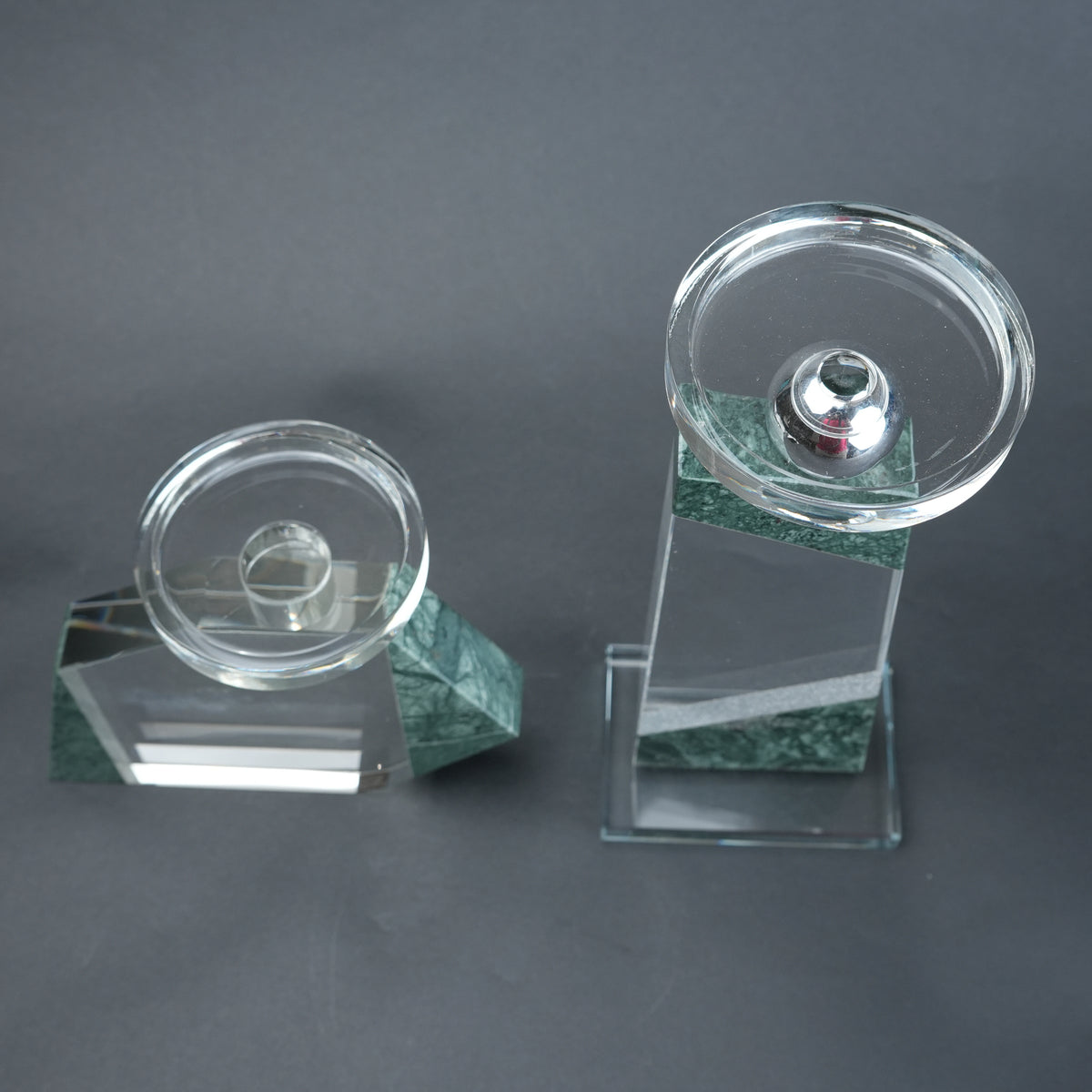 geometric candle holder green marble base modern