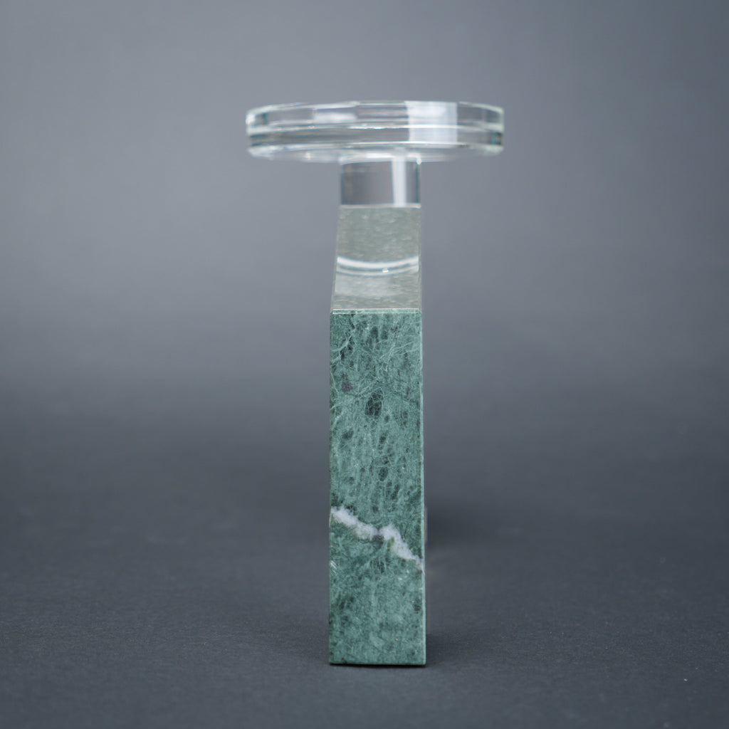 geometric candle holder green marble base modern