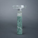 geometric candle holder green marble base modern