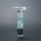 geometric candle holder green marble base modern