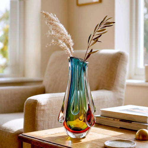 Verdant Drip Glass Vase