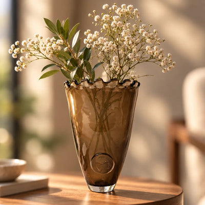 Radiant Brown Glass Artisan Vase