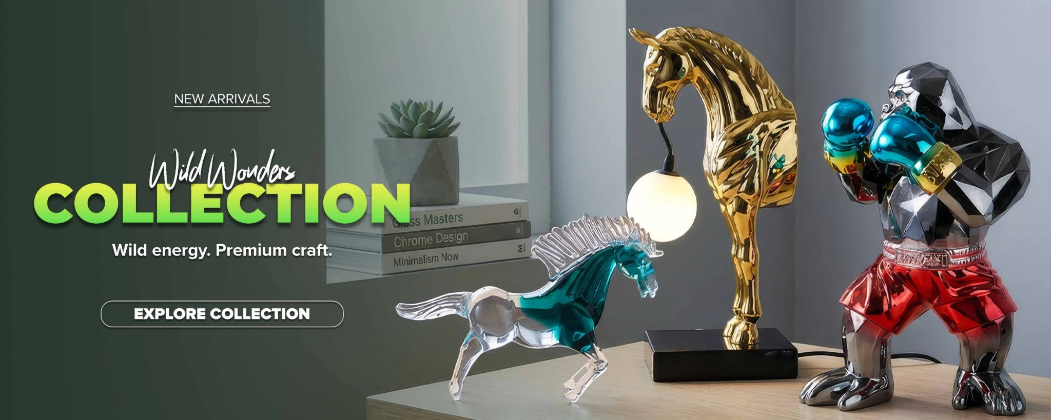 wild wonders decor collection with animal figurines and sculptural lighting for home