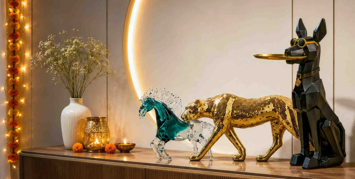 Collection of designer animal sculptures for modern festive home decor