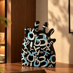 Alphabet heart vase black on plinth