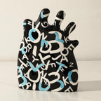 Alphabet heart vase black, side on white