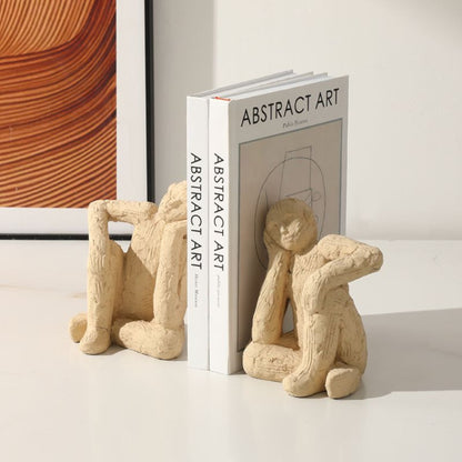 Artistic Seated Bookends – Contemporary Cement Elegance