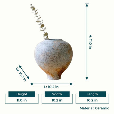 Blue Grey Patina Ceramic Vase