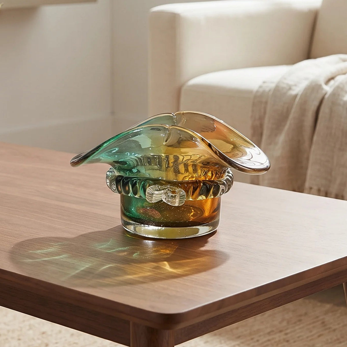 Aqua Amber Glass Vase