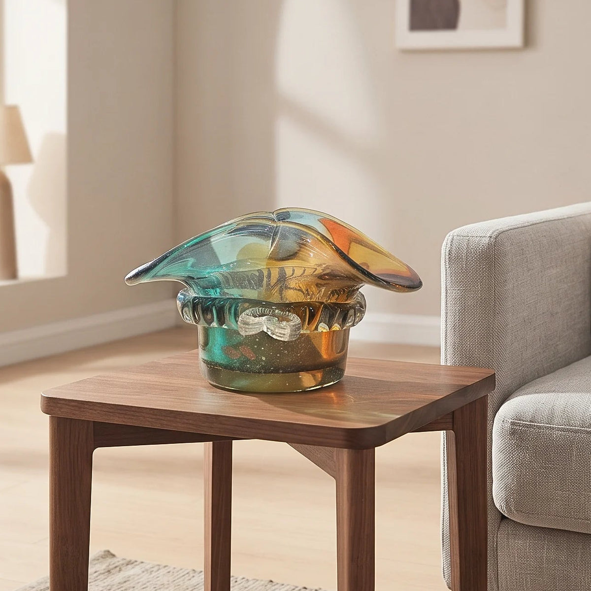 Aqua Amber Glass Vase
