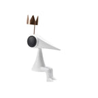 Gold crowned figure cutout on white