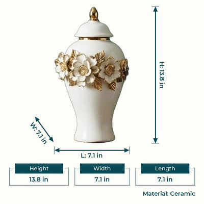 Gold Floral Ceramic Jar