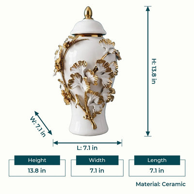 Gold Leaf Ceramic Jar