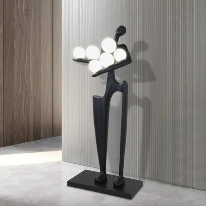 modern figure orb floor lamp with multiple lights