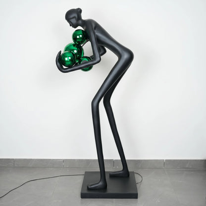 Glow figure lamp, emerald orbs, side studio