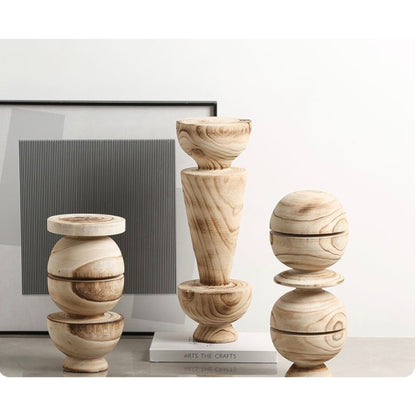 High Wooden Stacking Cup Ornaments – Sleek & Versatile Decor