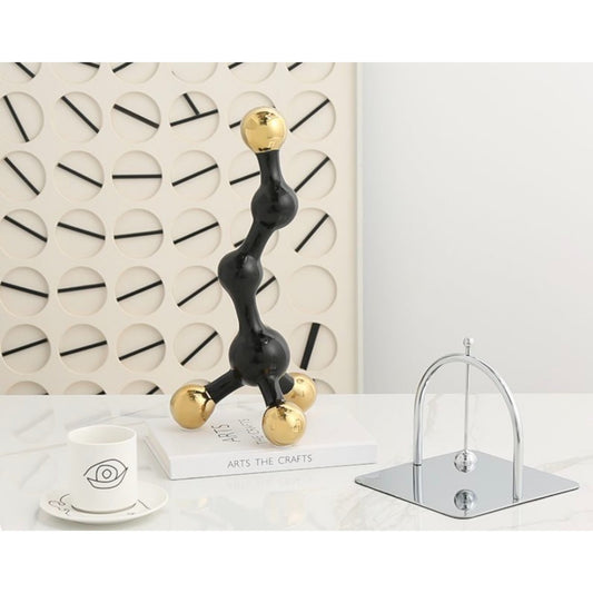 Luxurious Fusion: Black & Gold Ball Sculpture Large