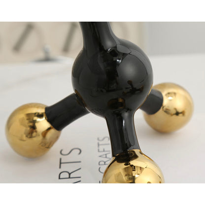 Luxurious Fusion: Black & Gold Ball Sculpture Large