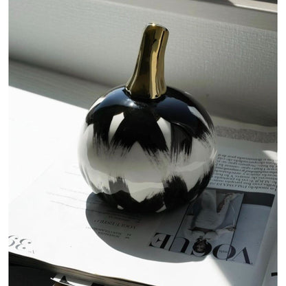 Modern Luxe: Black & Gold Ceramic Pumpkin