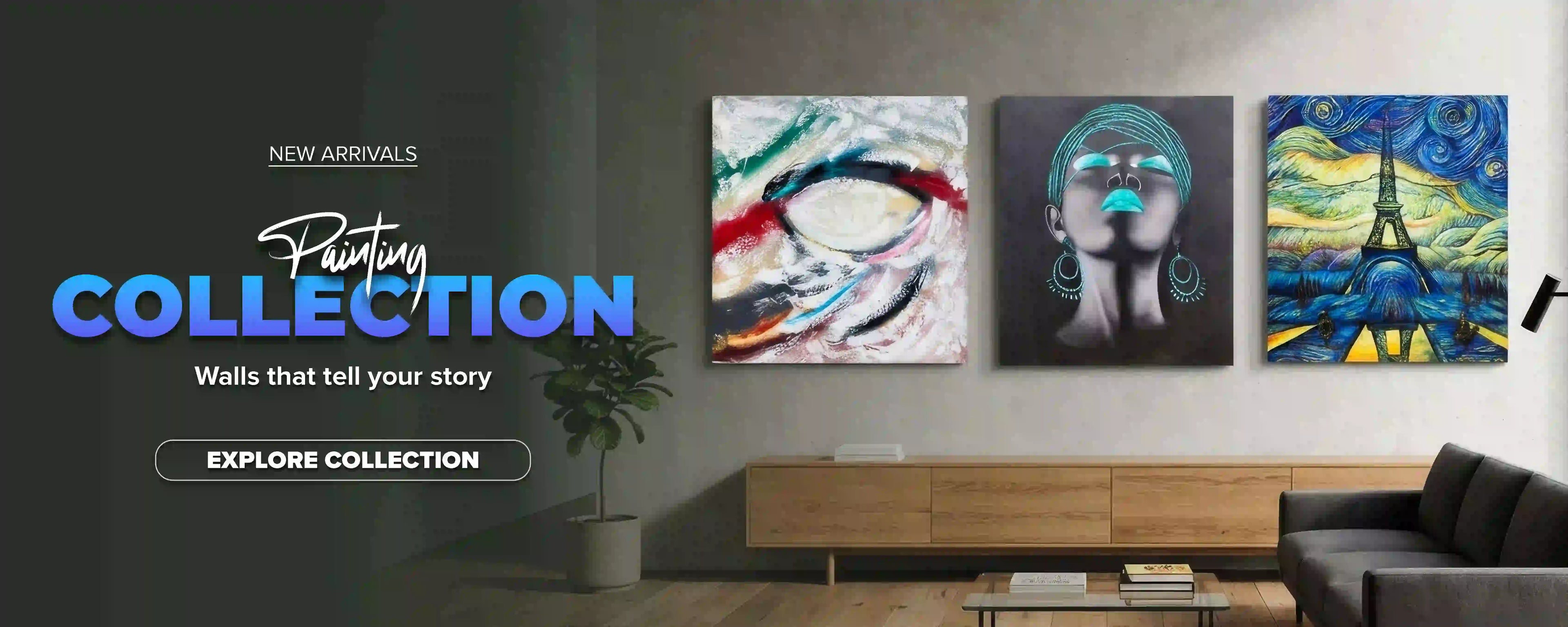 Modern canvas paintings collection featuring contemporary wall art for luxury home interiors