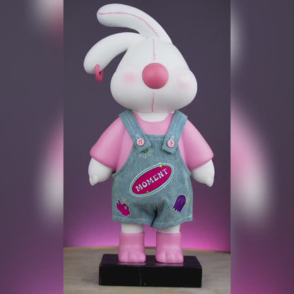 Cute Bunny Doll with Denim Overalls