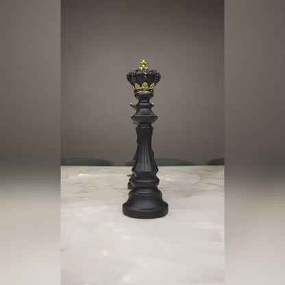 Grandmaster's Elegance Chess Piece Sculpture - Set of 3