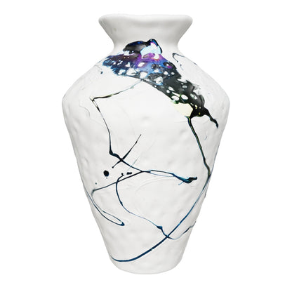 Abstract Splash White Ceramic Vase