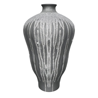 Charcoal Grey Drip Ceramic Vase