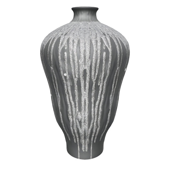 Charcoal Grey Drip Ceramic Vase