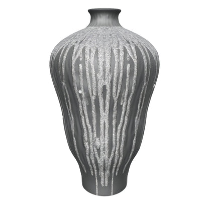 Charcoal Grey Drip Ceramic Vase