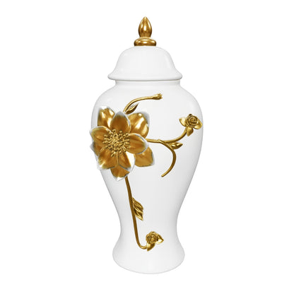 Floral Stem Ceramic Jar