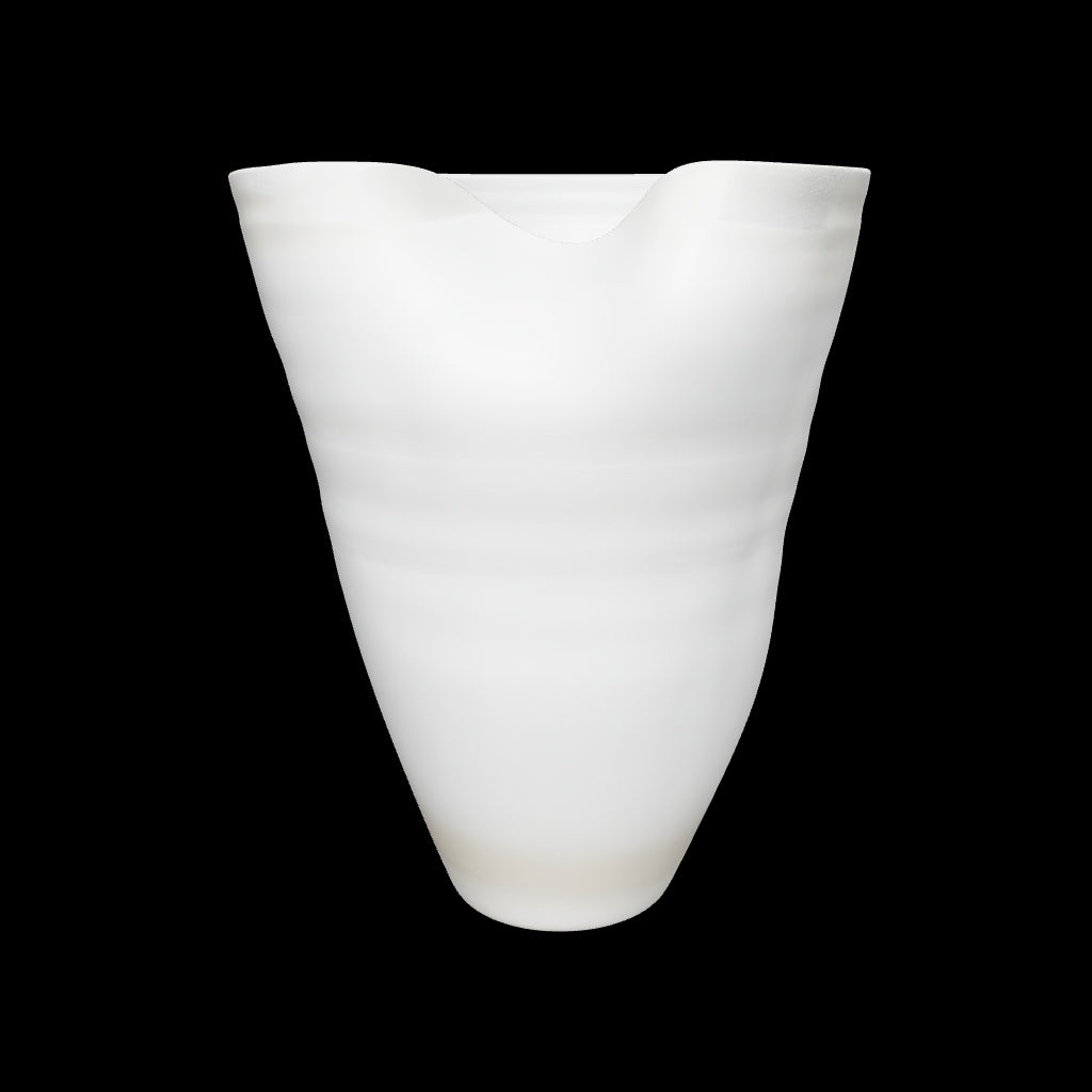 Luxury white resin flower vase featuring a minimalist sculptural silhouette with a soft organic wave rim and matte textured finish, ideal for fresh flowers, dried botanicals and modern designer interiors.