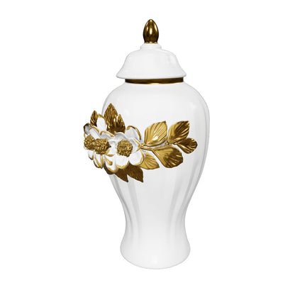 Gold Floral Ceramic Jar